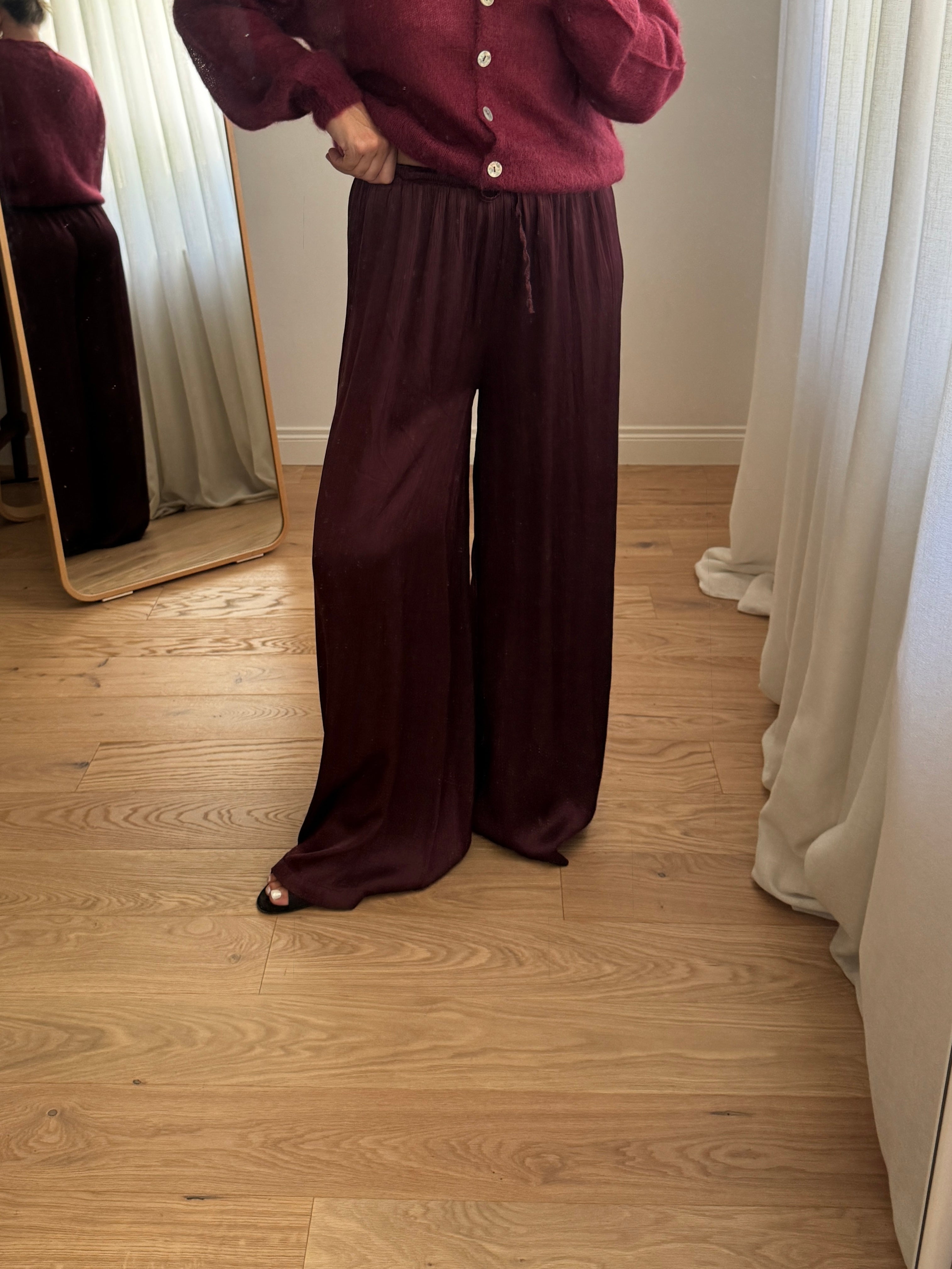 Pantaloni in viscosa - Burgundy