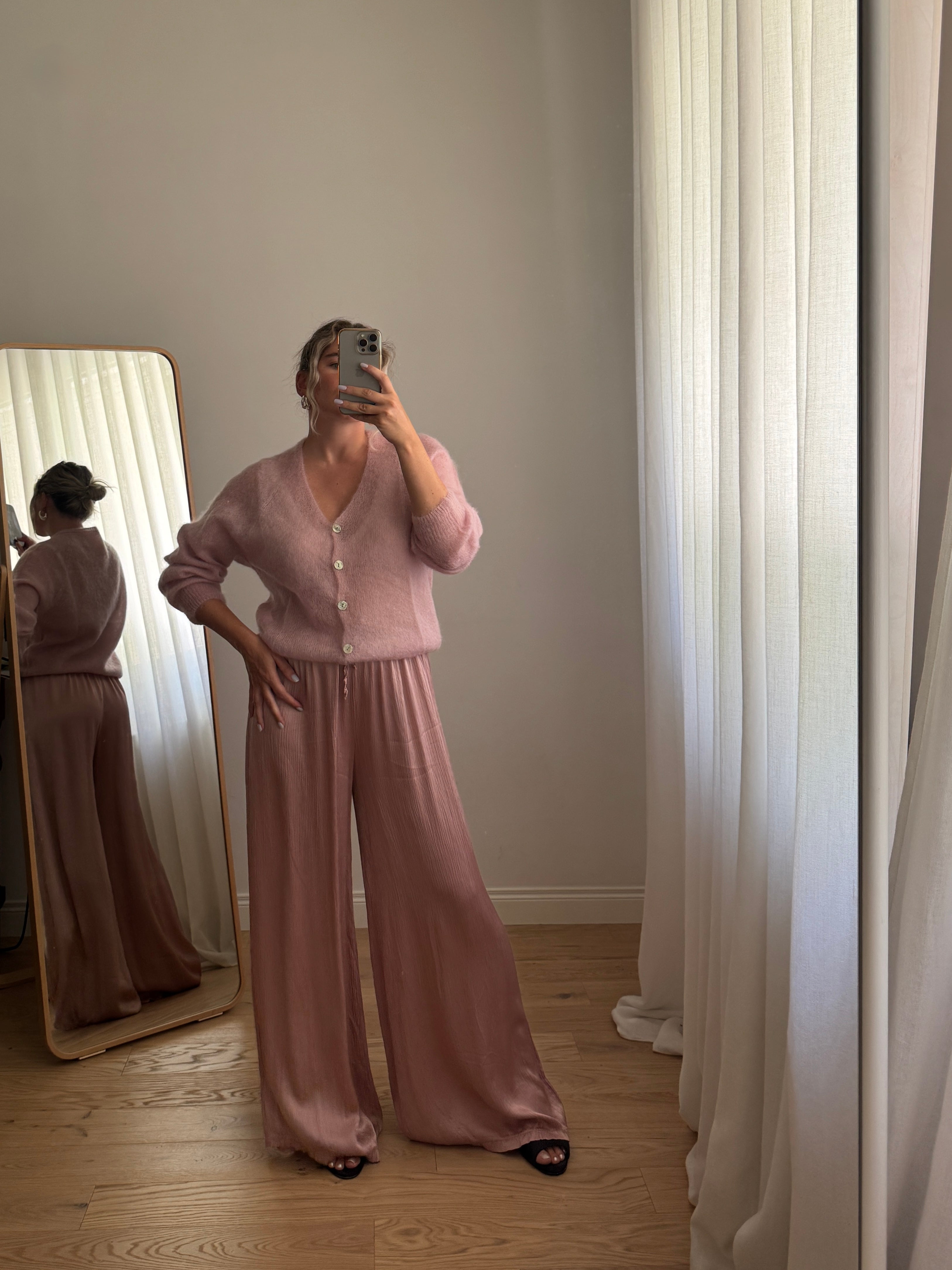 Pantaloni in viscosa - Powder Pink