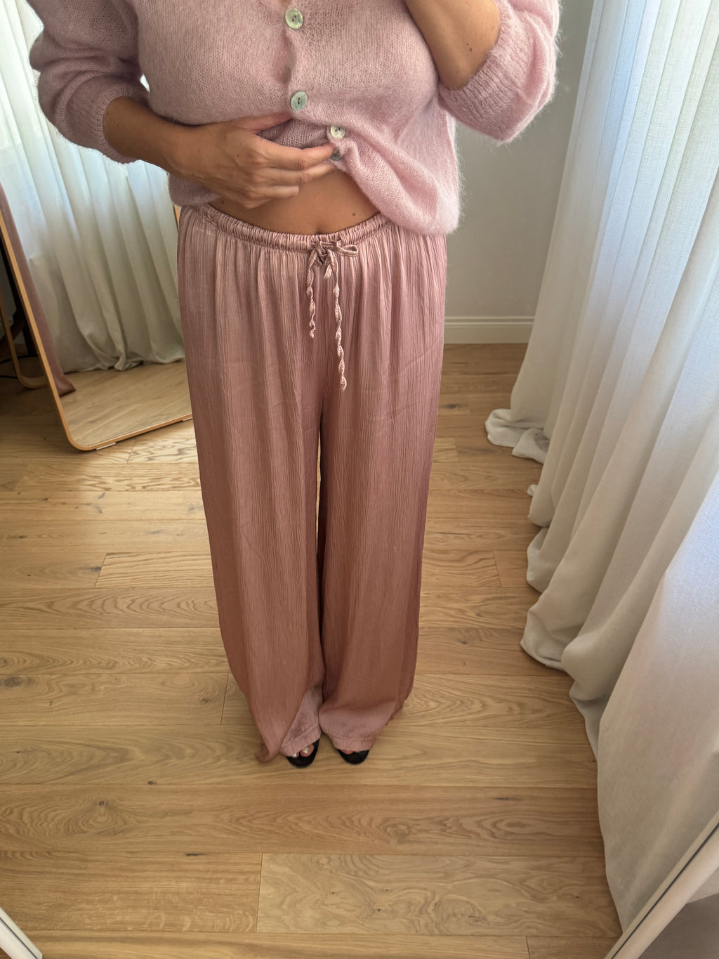 Pantaloni in viscosa - Powder Pink