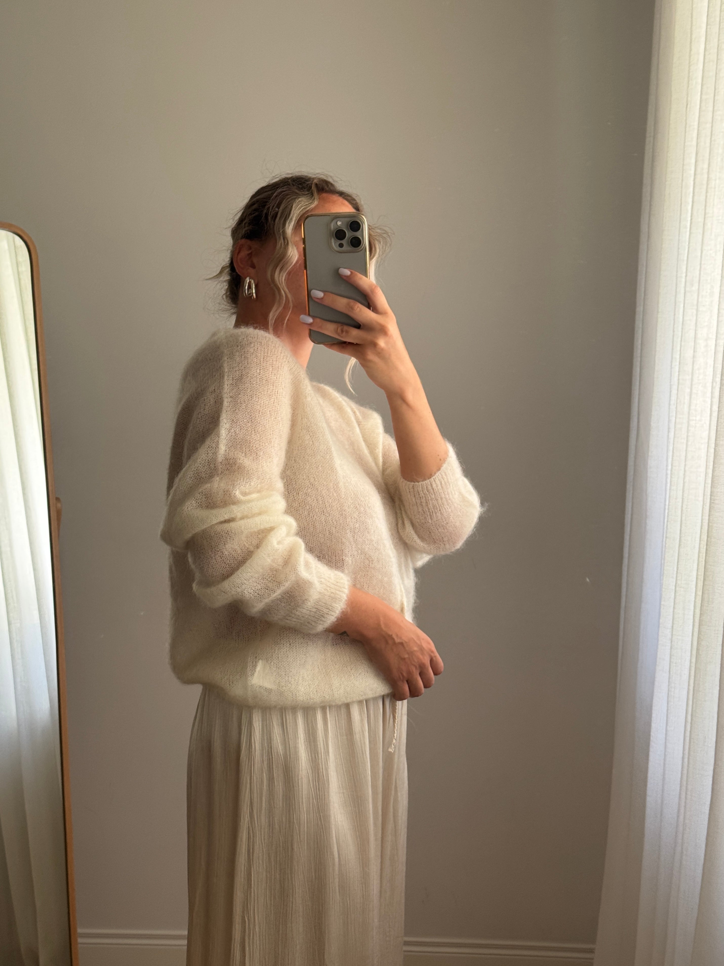 Cardigan in kid mohair - Milk