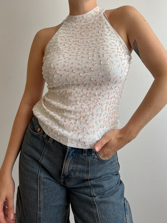 Silk and viscose white top