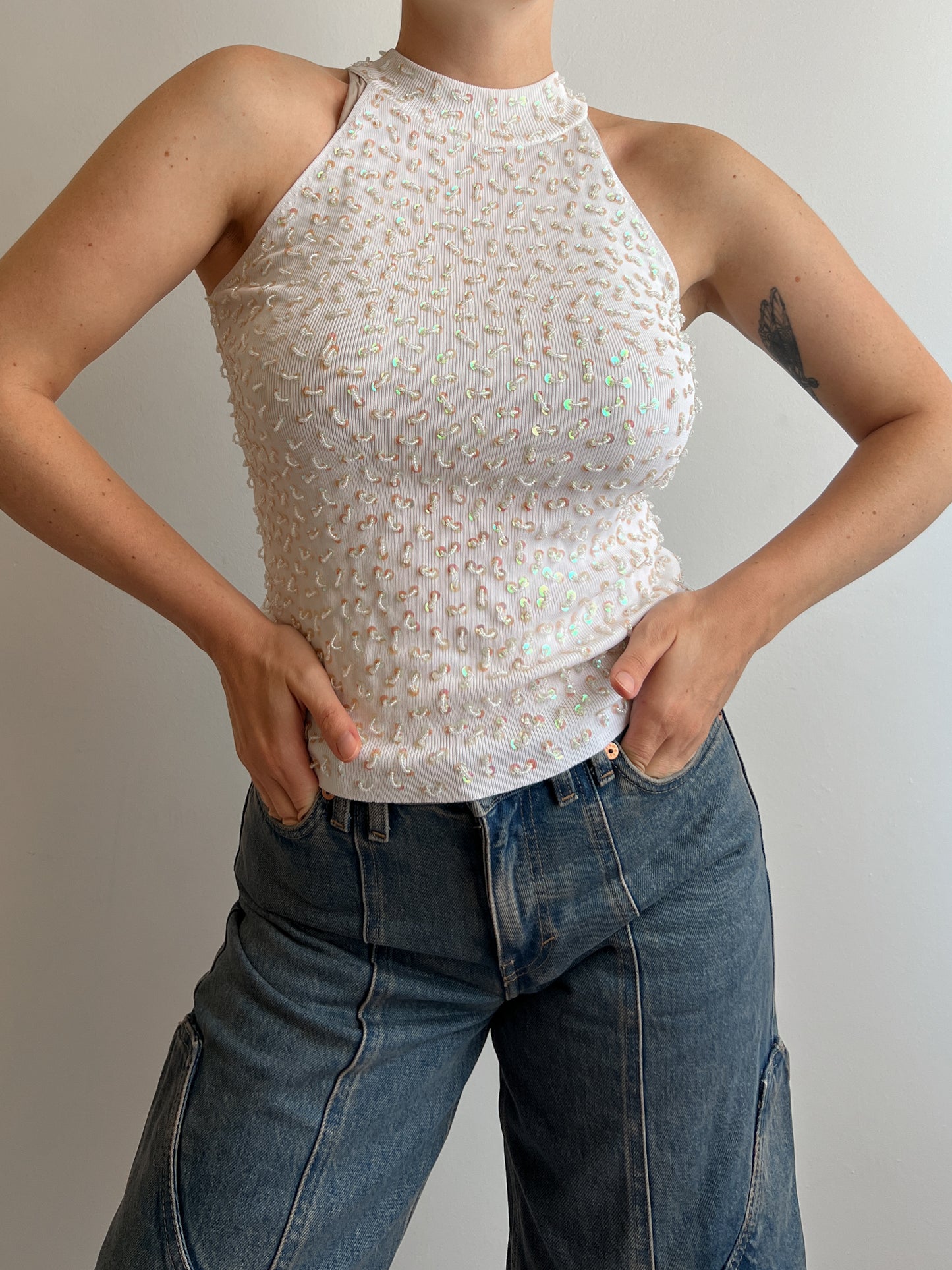 Silk and viscose white top