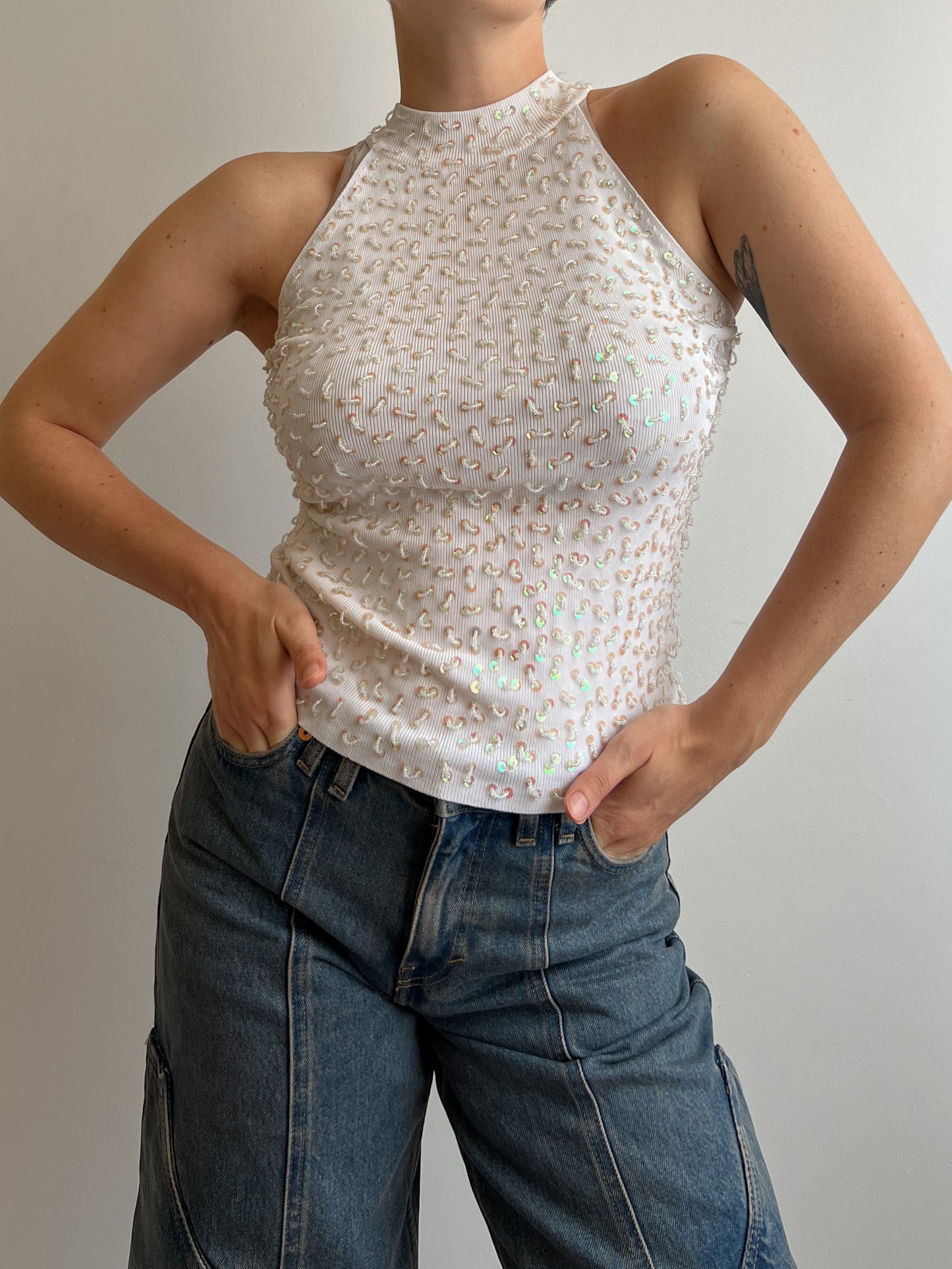 Silk and viscose white top