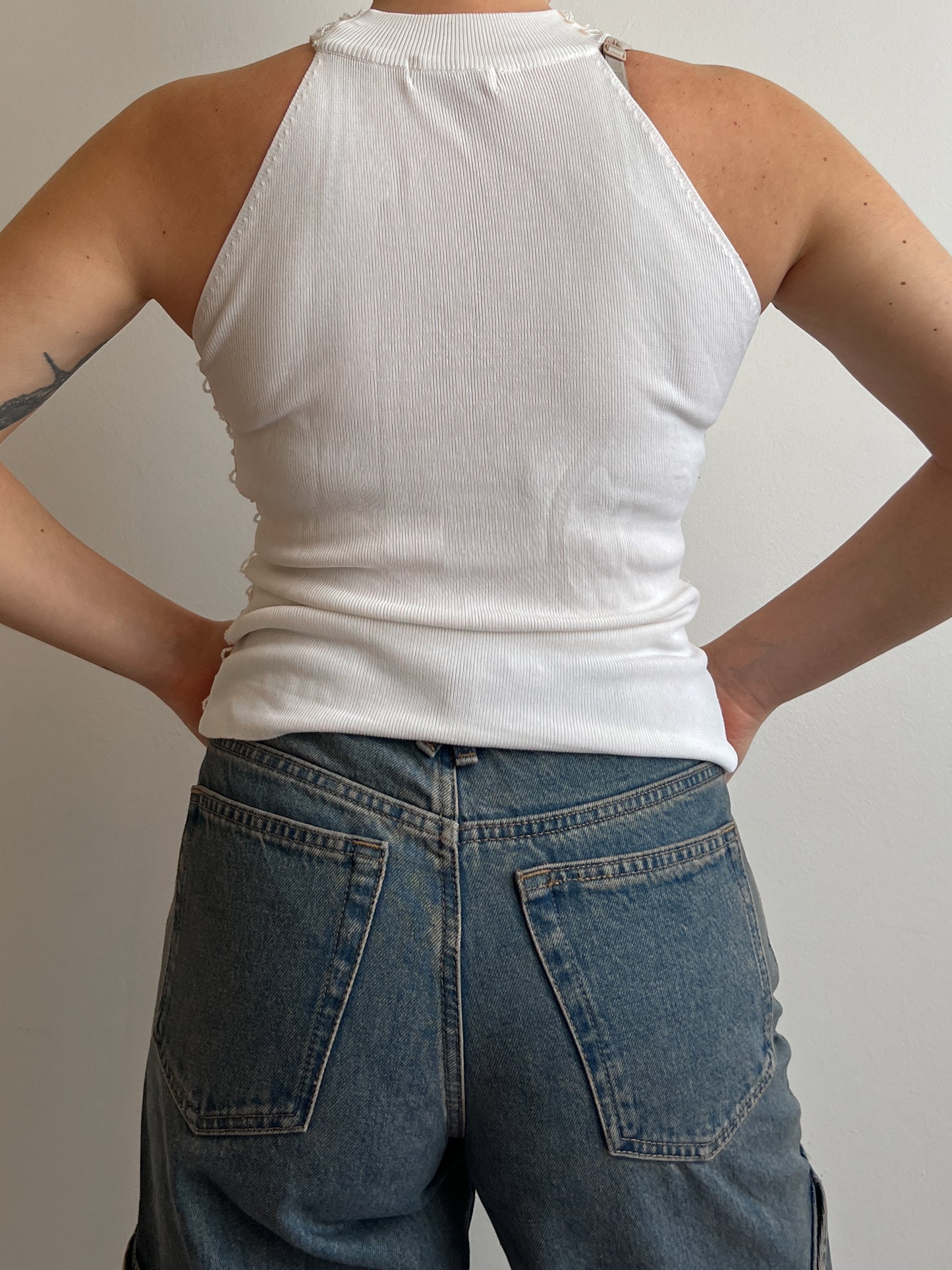 Silk and viscose white top