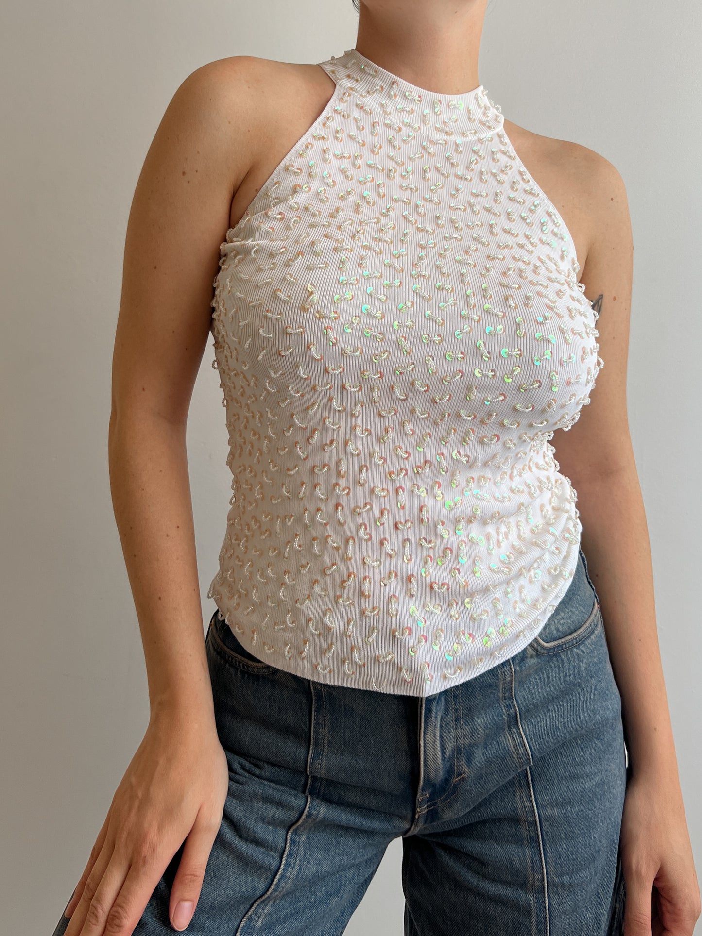 Silk and viscose white top