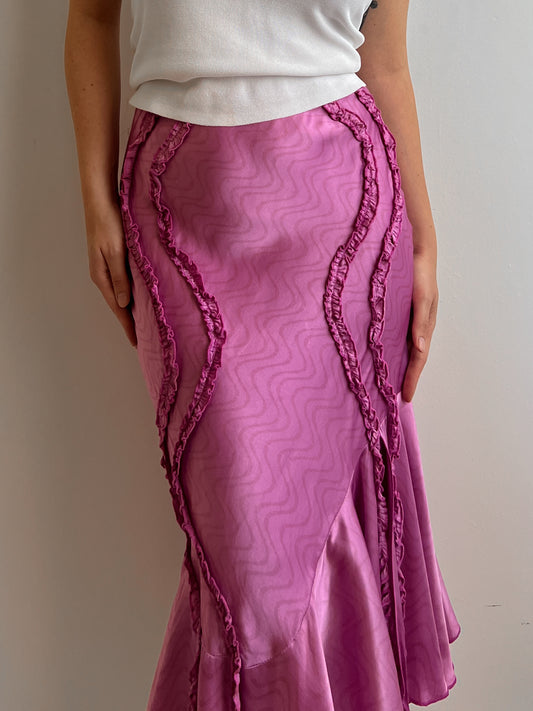 Pure silk pink midi skirt