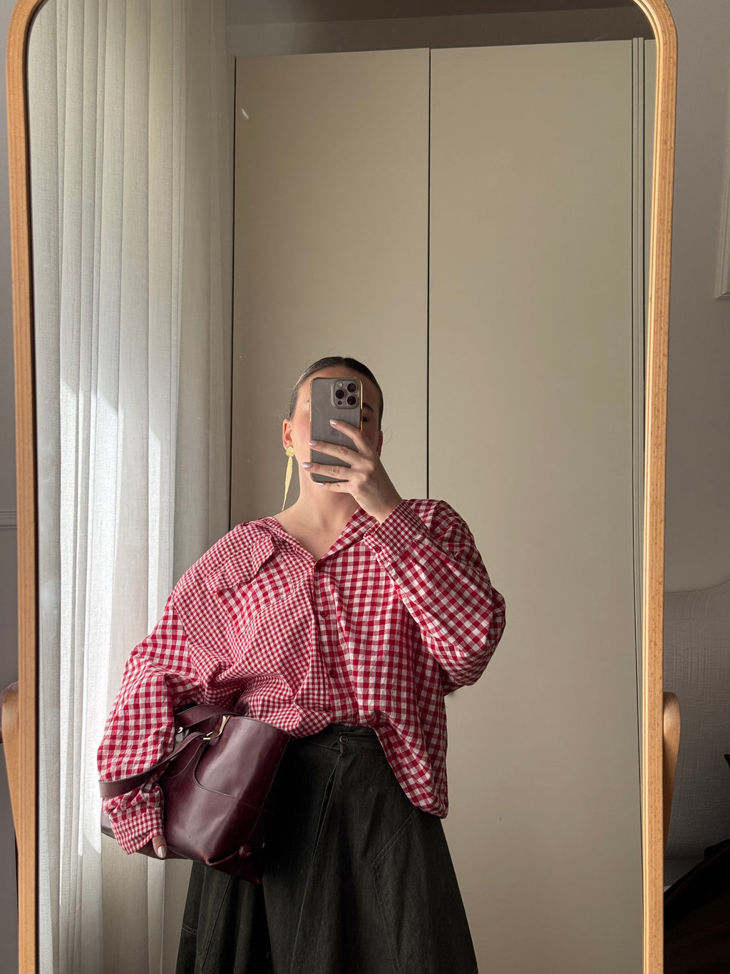 Camicia vichy con cappuccio in puro cotone
