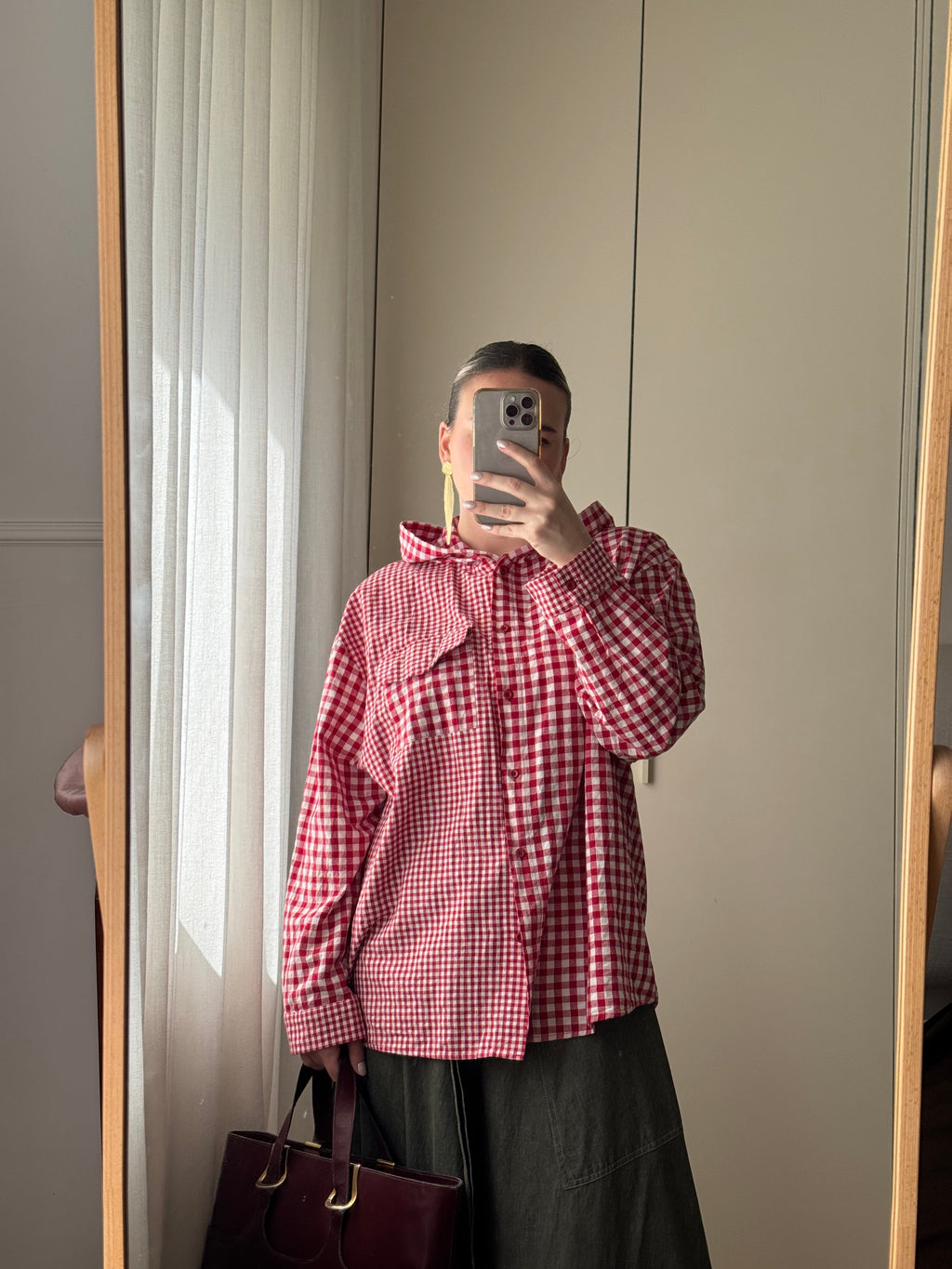 Camicia vichy con cappuccio in puro cotone