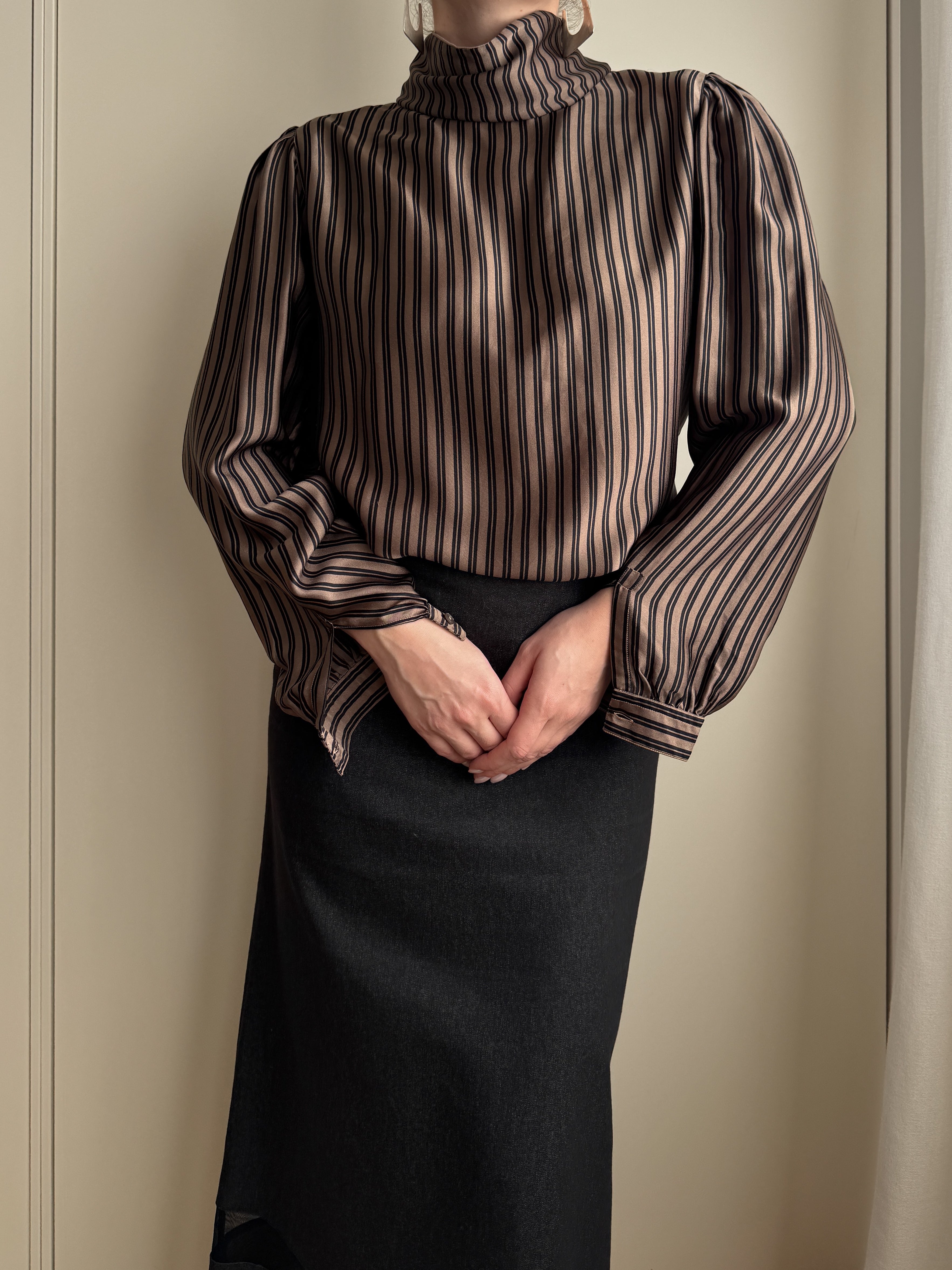Blusa a righe in pura seta
