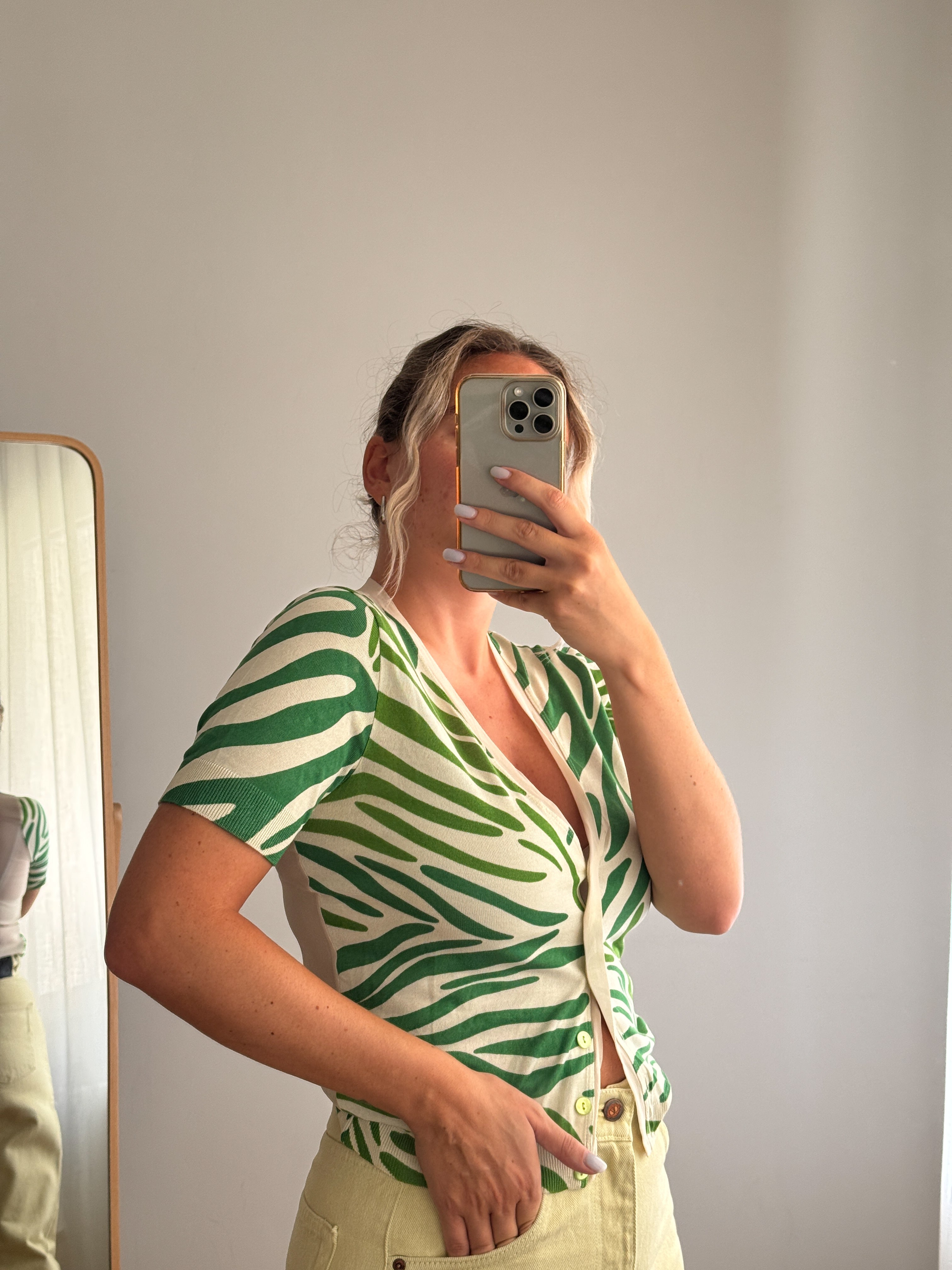 Top Blumarine avorio e verde
