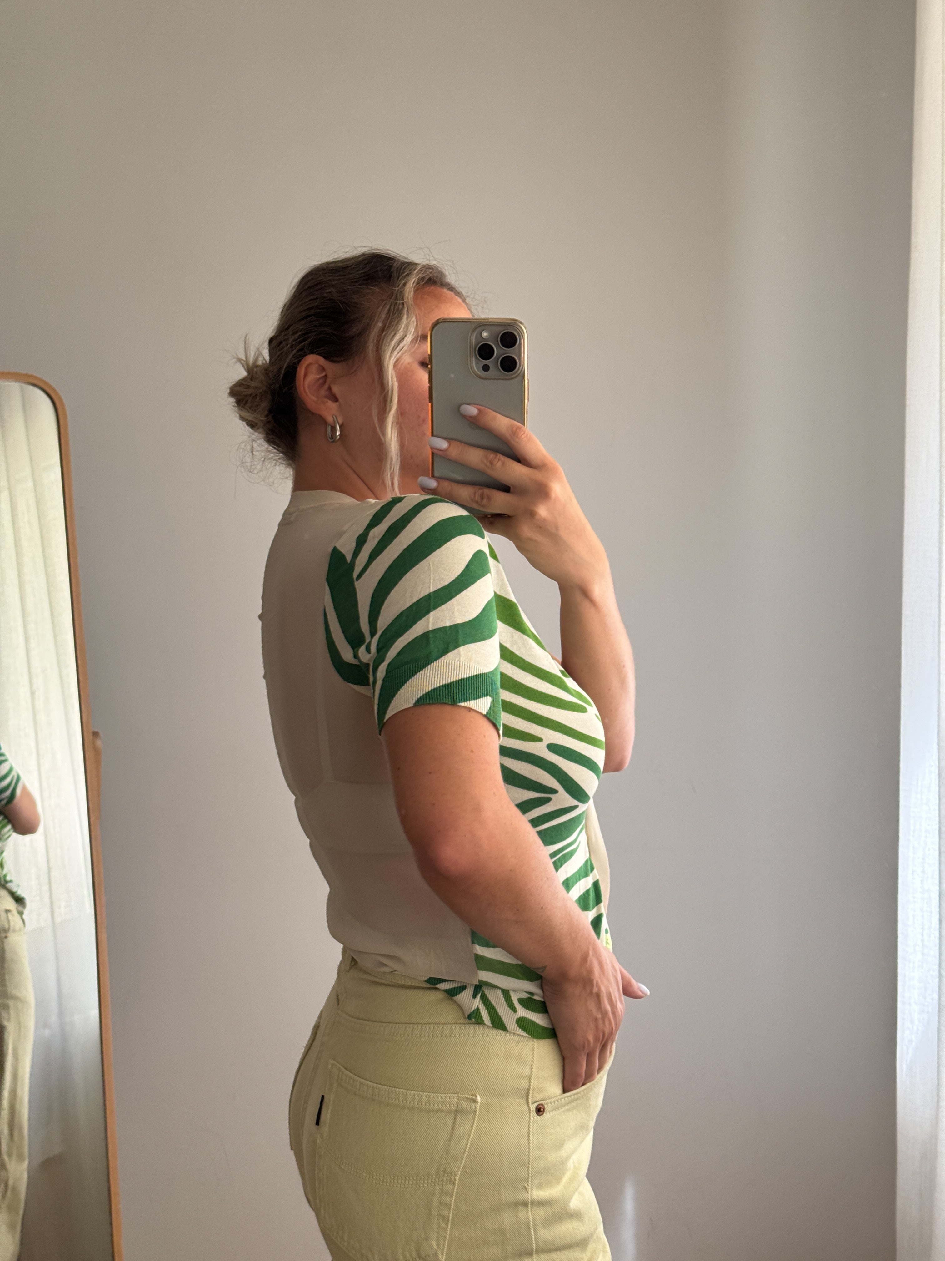 Top Blumarine avorio e verde