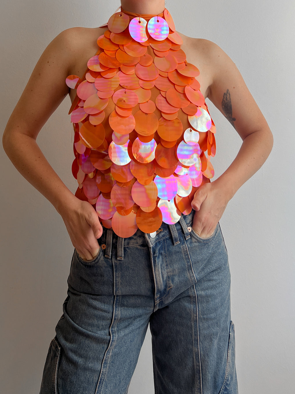Maxi paillettes orange top