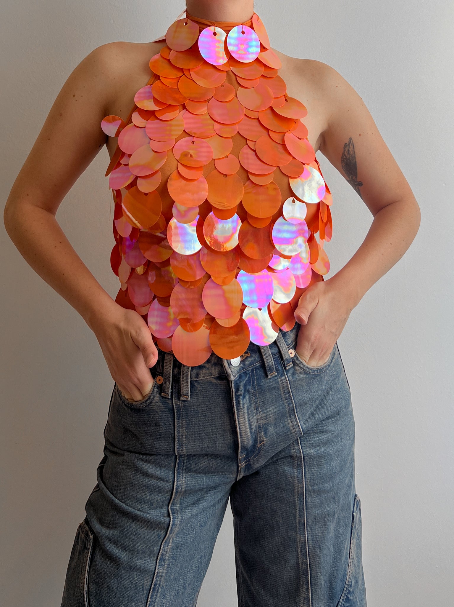 Maxi paillettes orange top