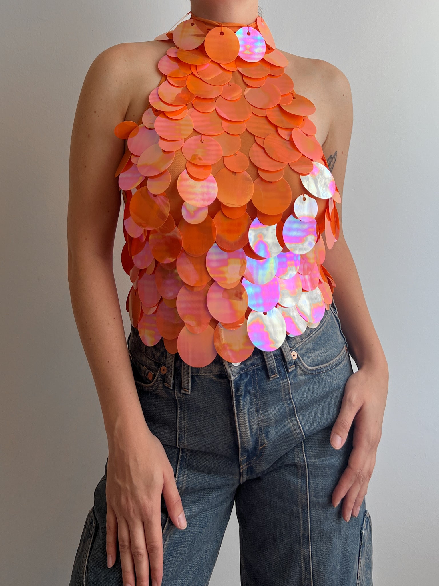 Maxi paillettes orange top