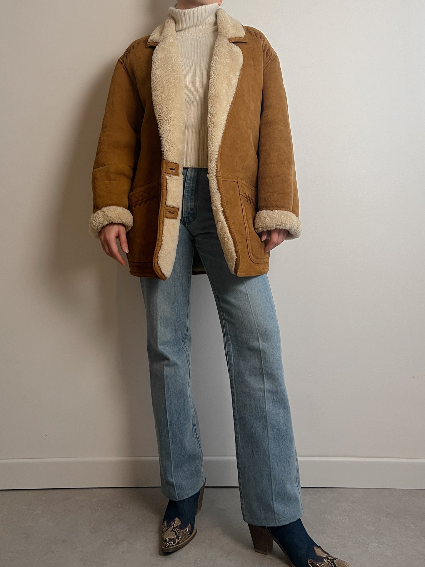 Vintage embroidered Shearling coat