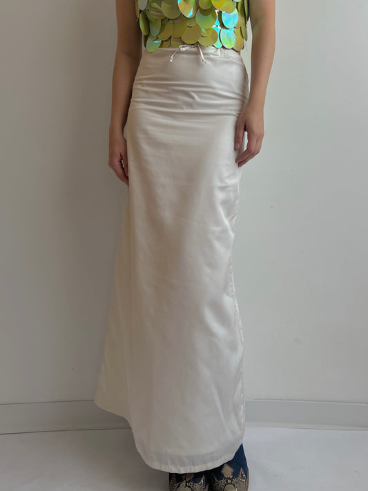 Pure silk white long skirt