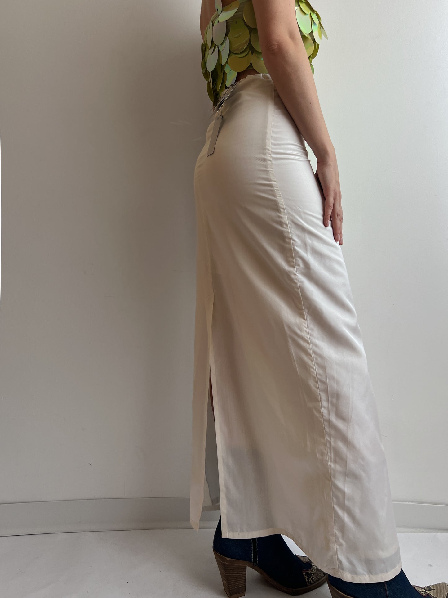 Pure silk white long skirt