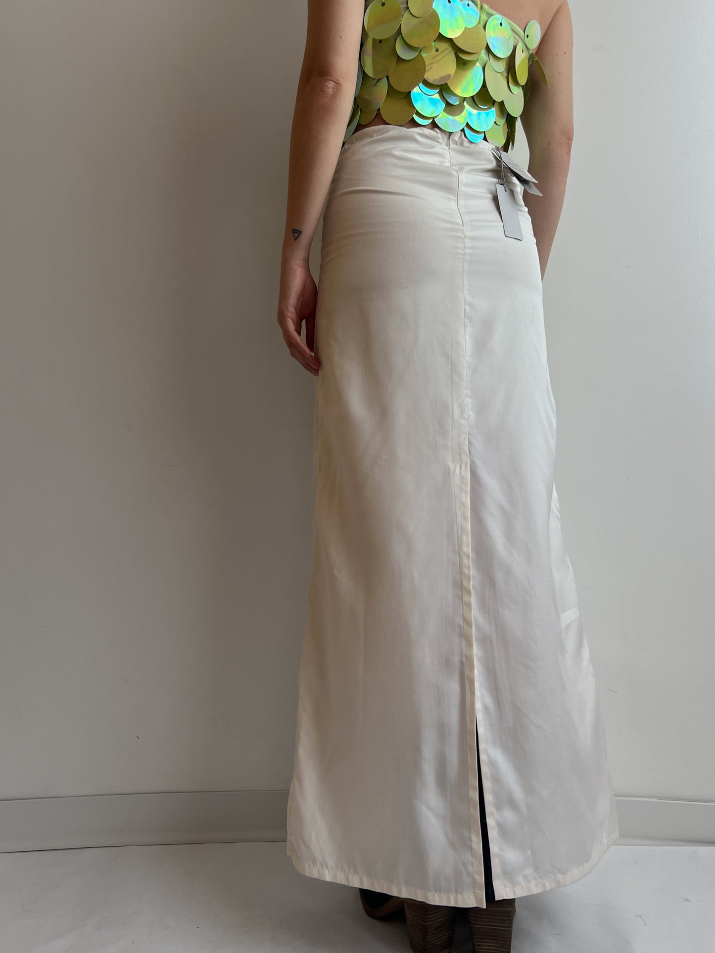 Pure silk white long skirt