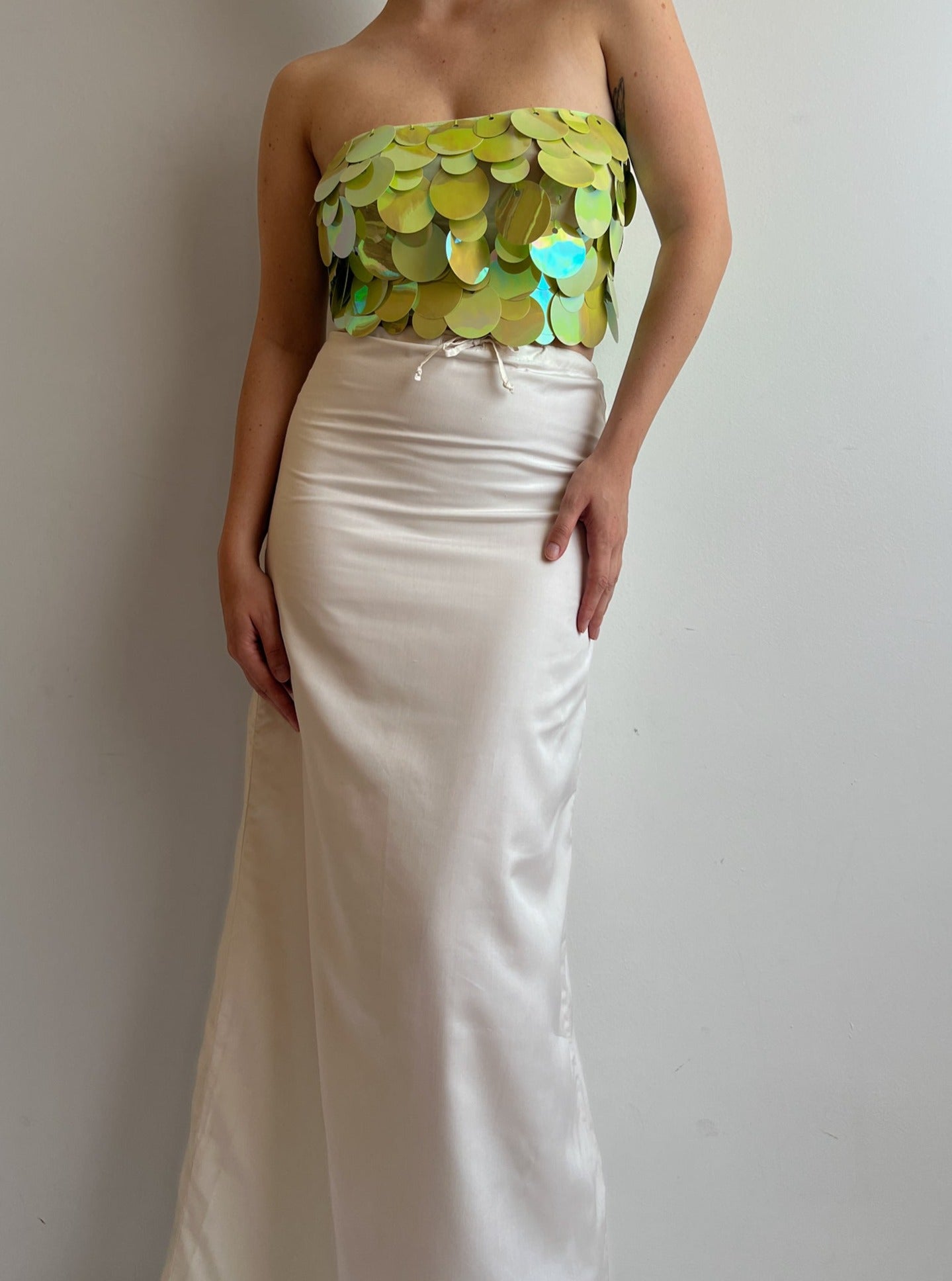 Pure silk white long skirt