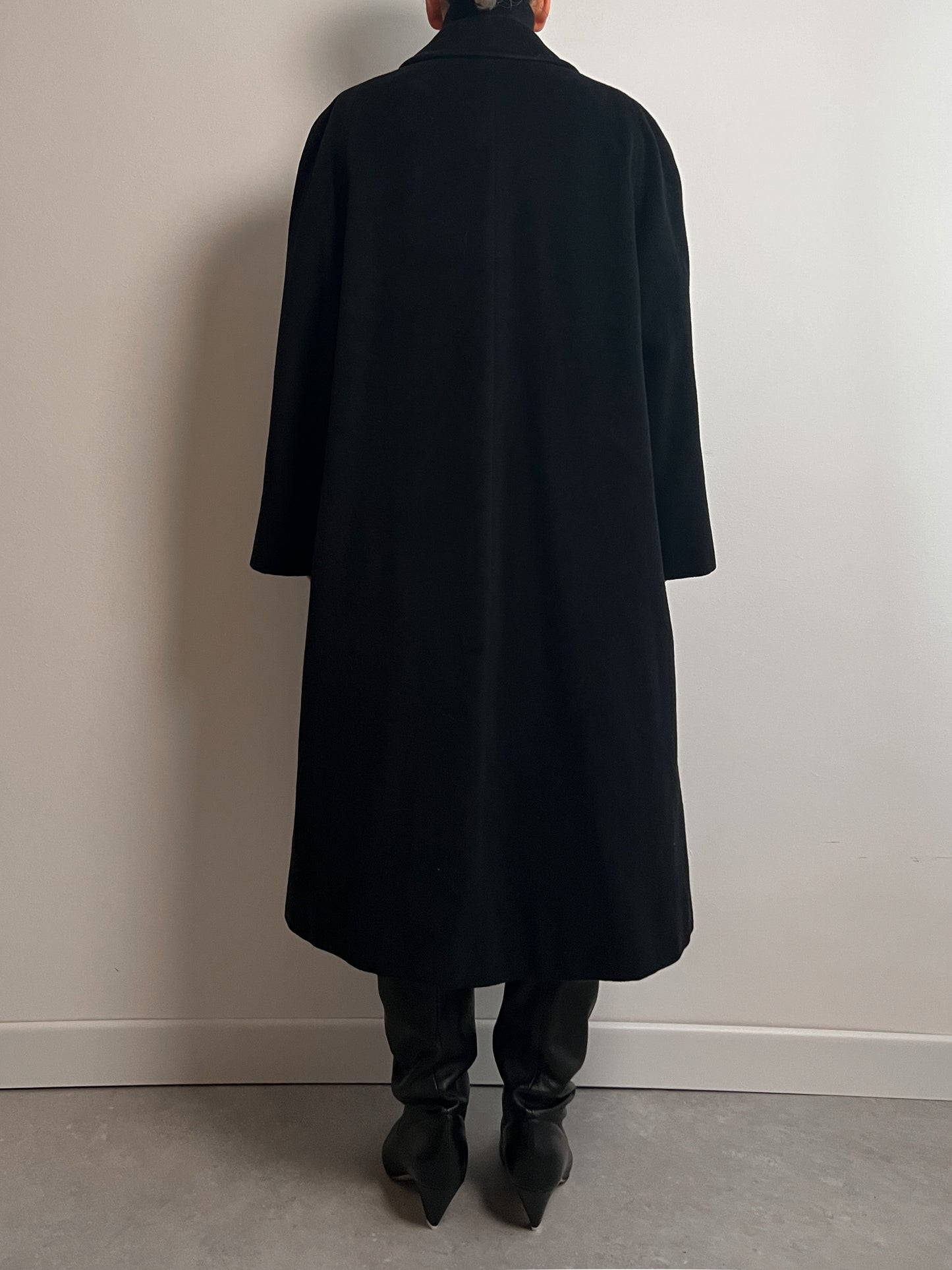 Piacenza wool and angora black coat