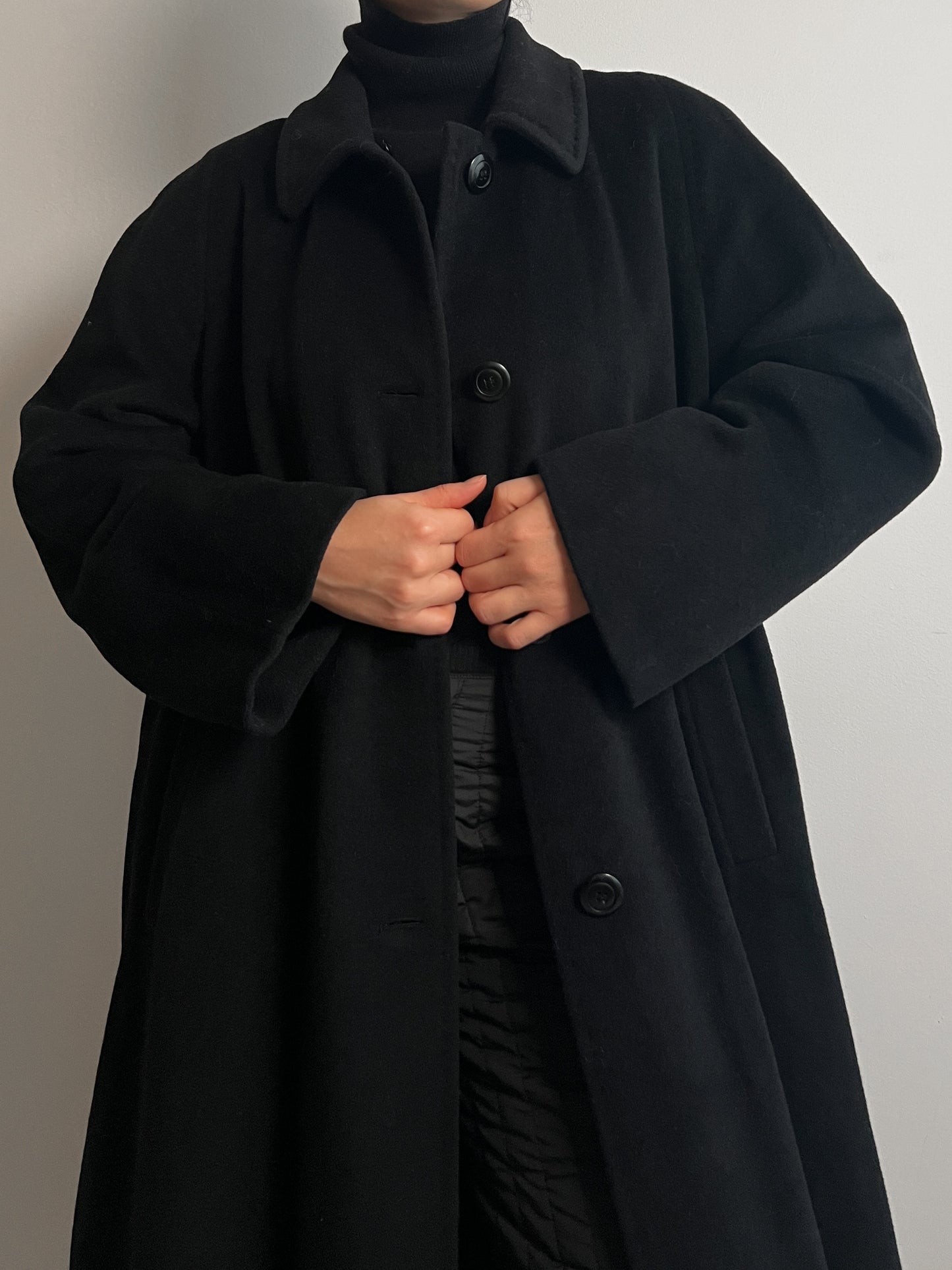 Piacenza wool and angora black coat