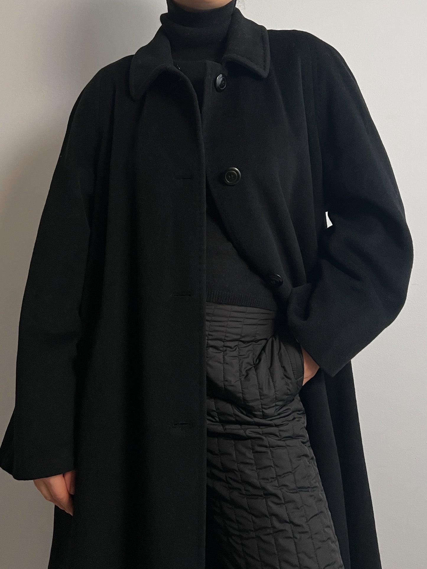 Piacenza wool and angora black coat