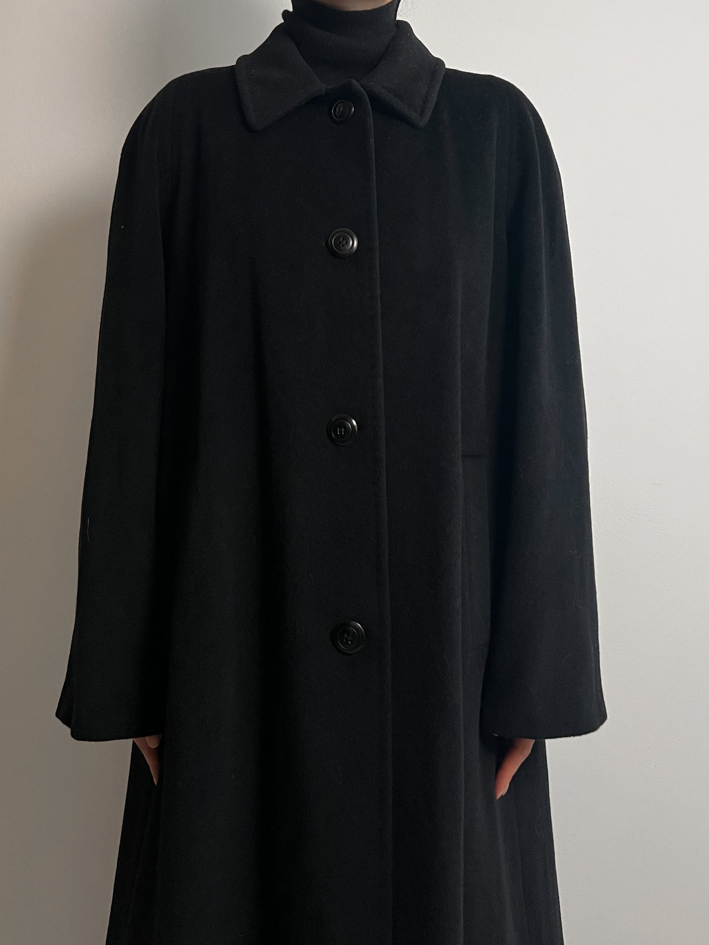 Piacenza wool and angora black coat