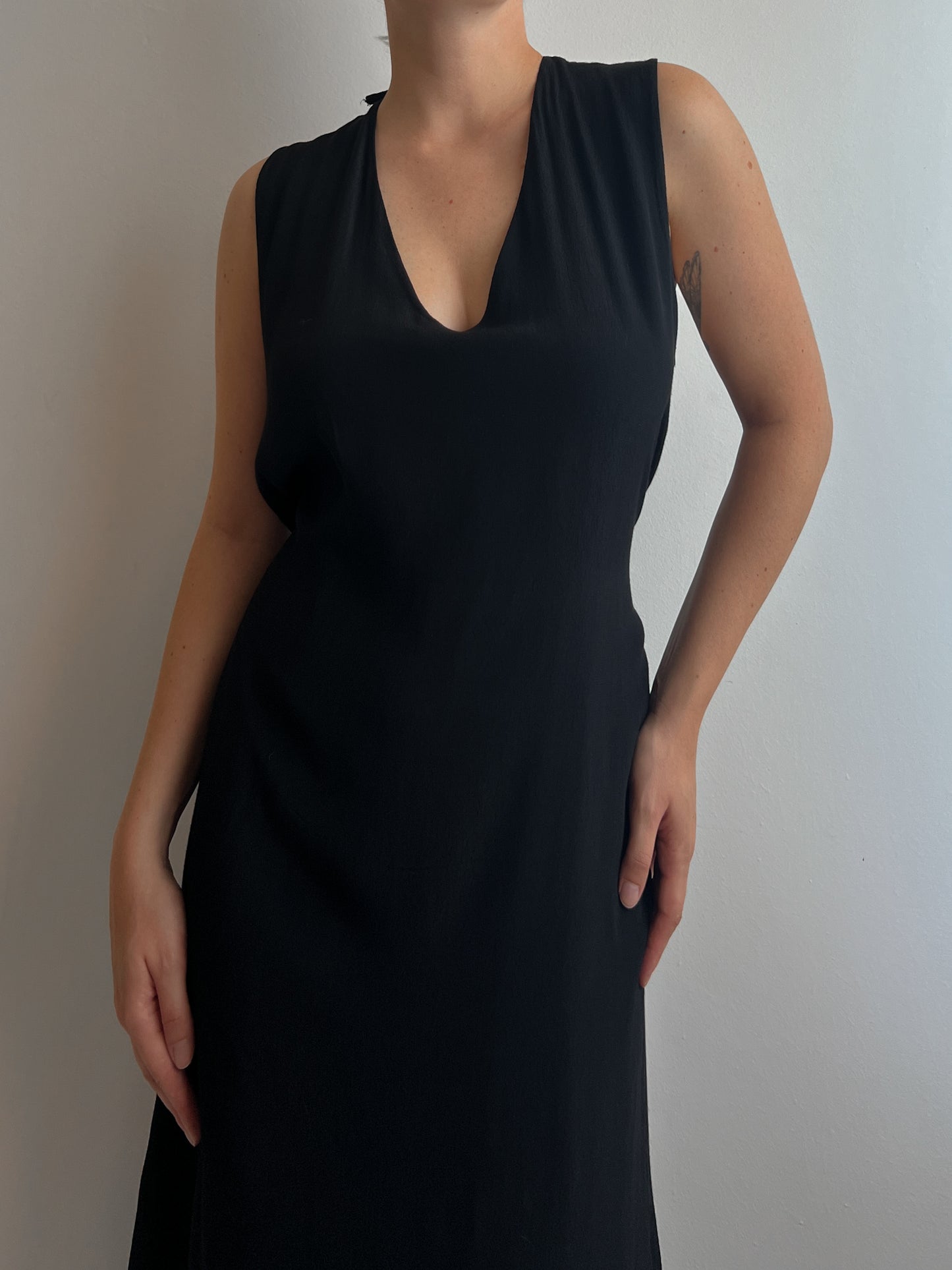 Pure viscose black long dress