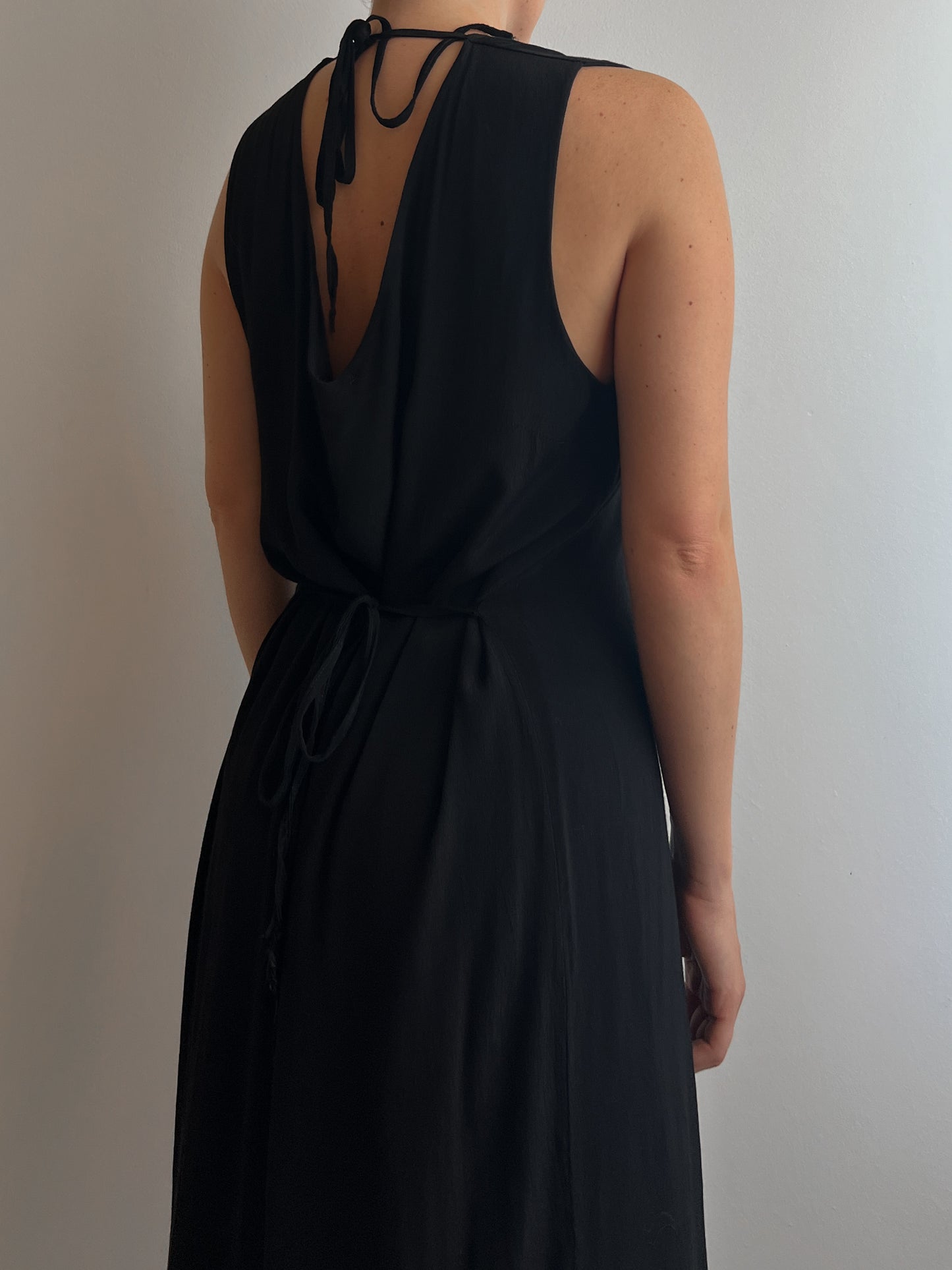 Pure viscose black long dress