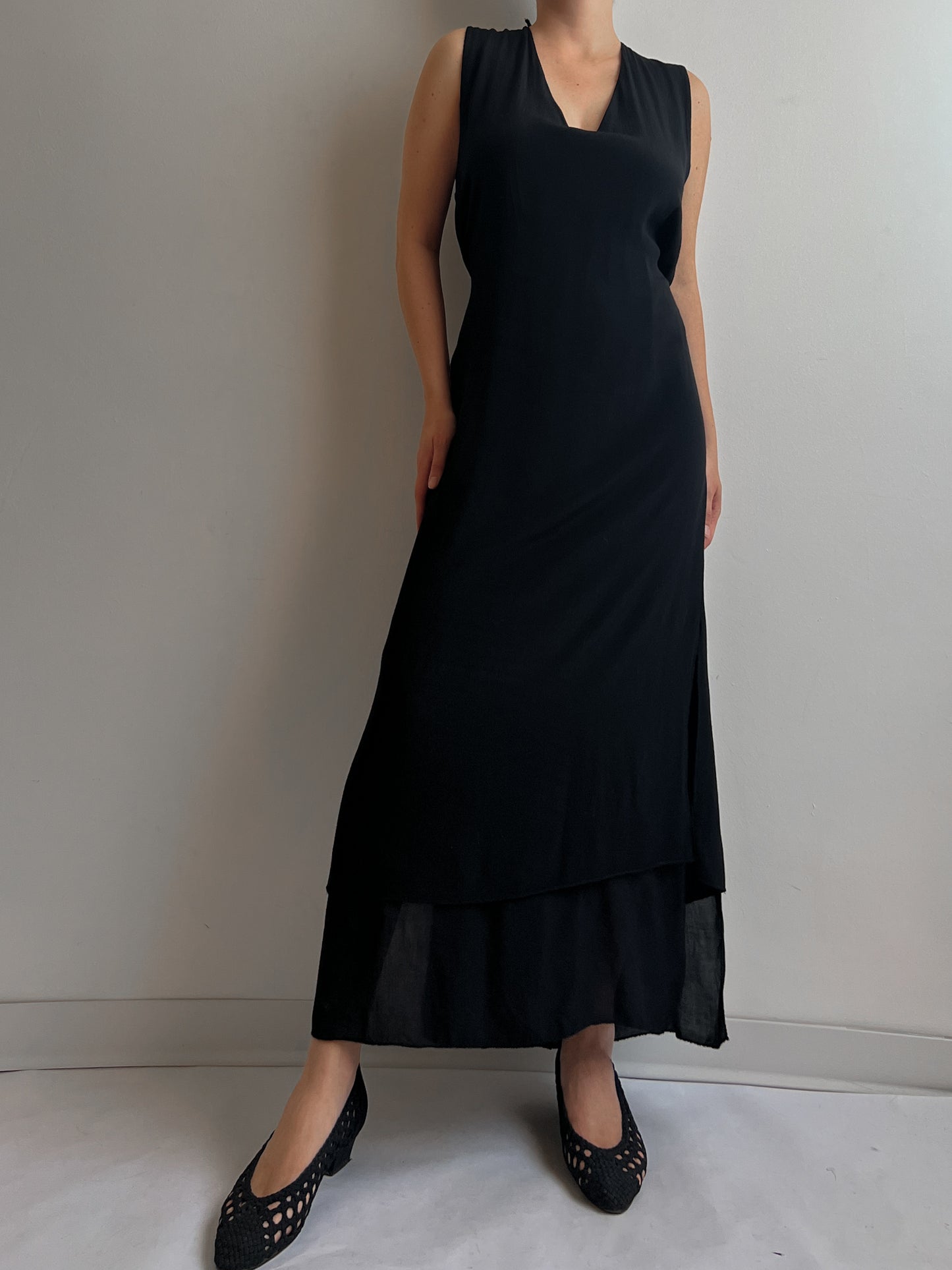 Pure viscose black long dress