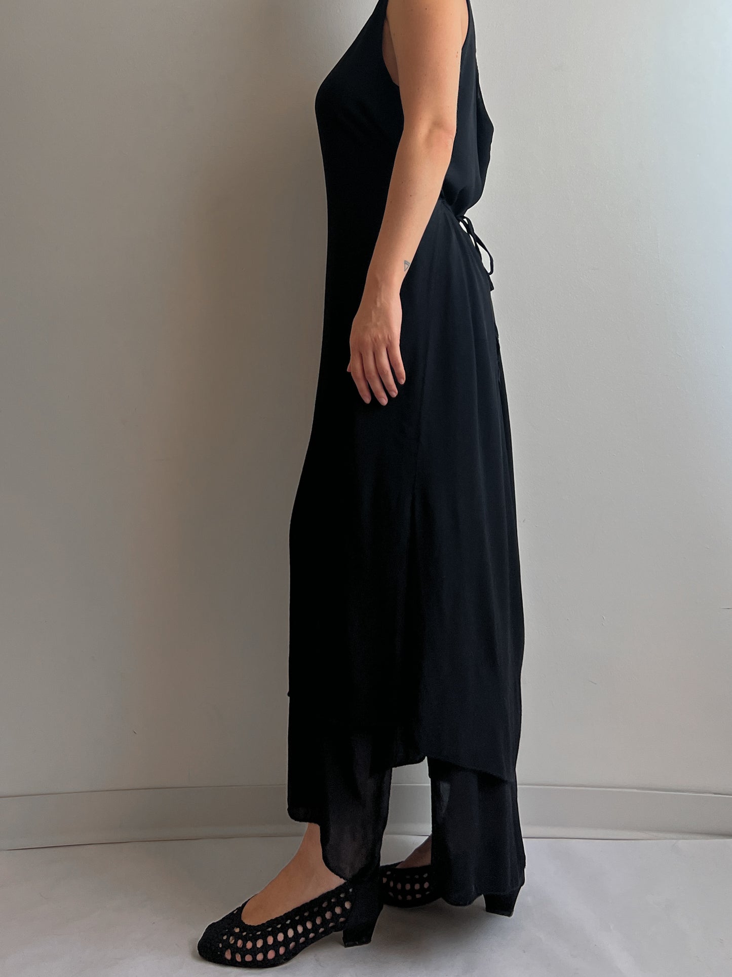 Pure viscose black long dress