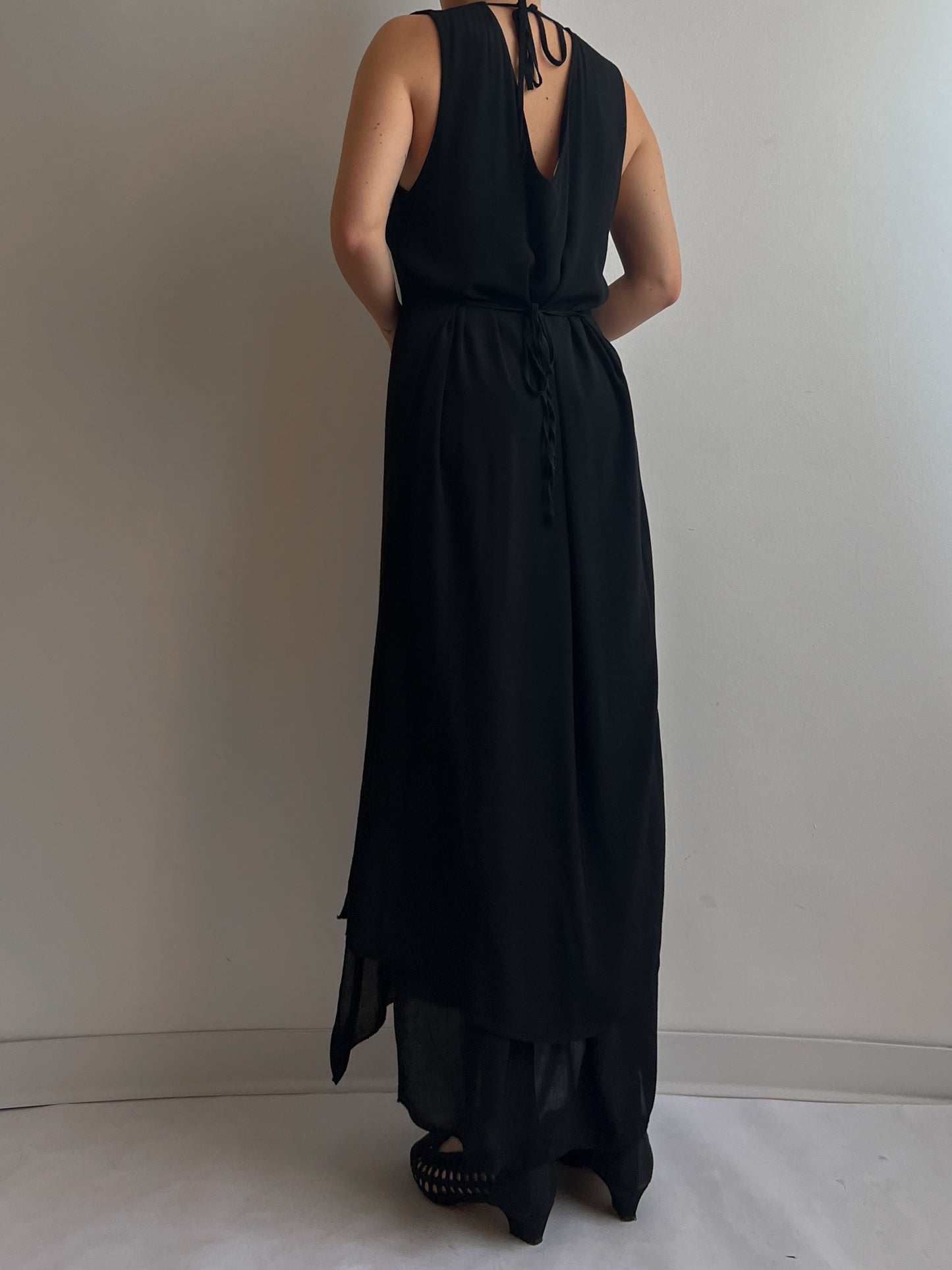 Pure viscose black long dress