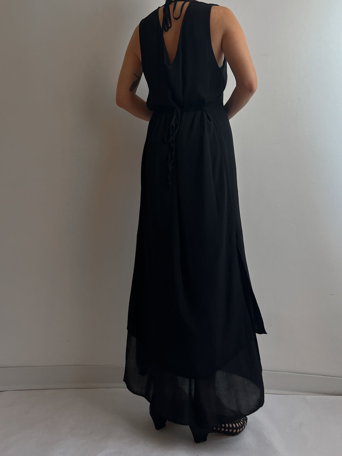 Pure viscose black long dress