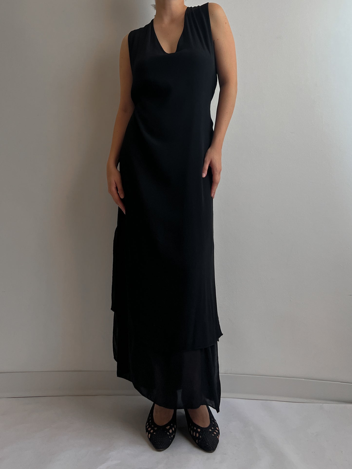 Pure viscose black long dress