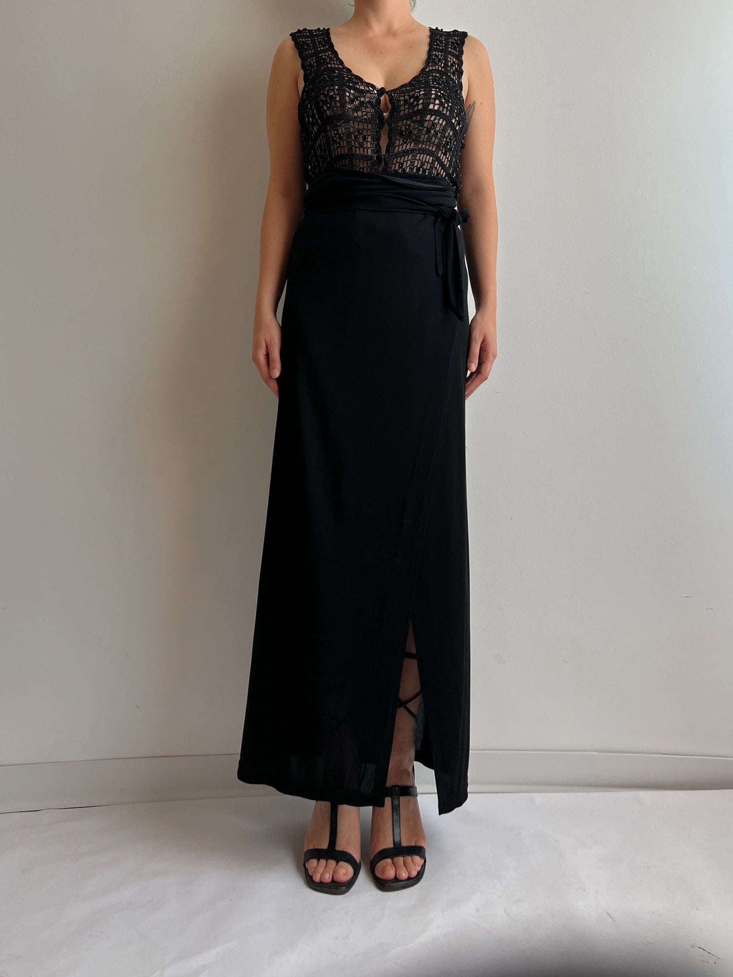 Pure viscose black long skirt