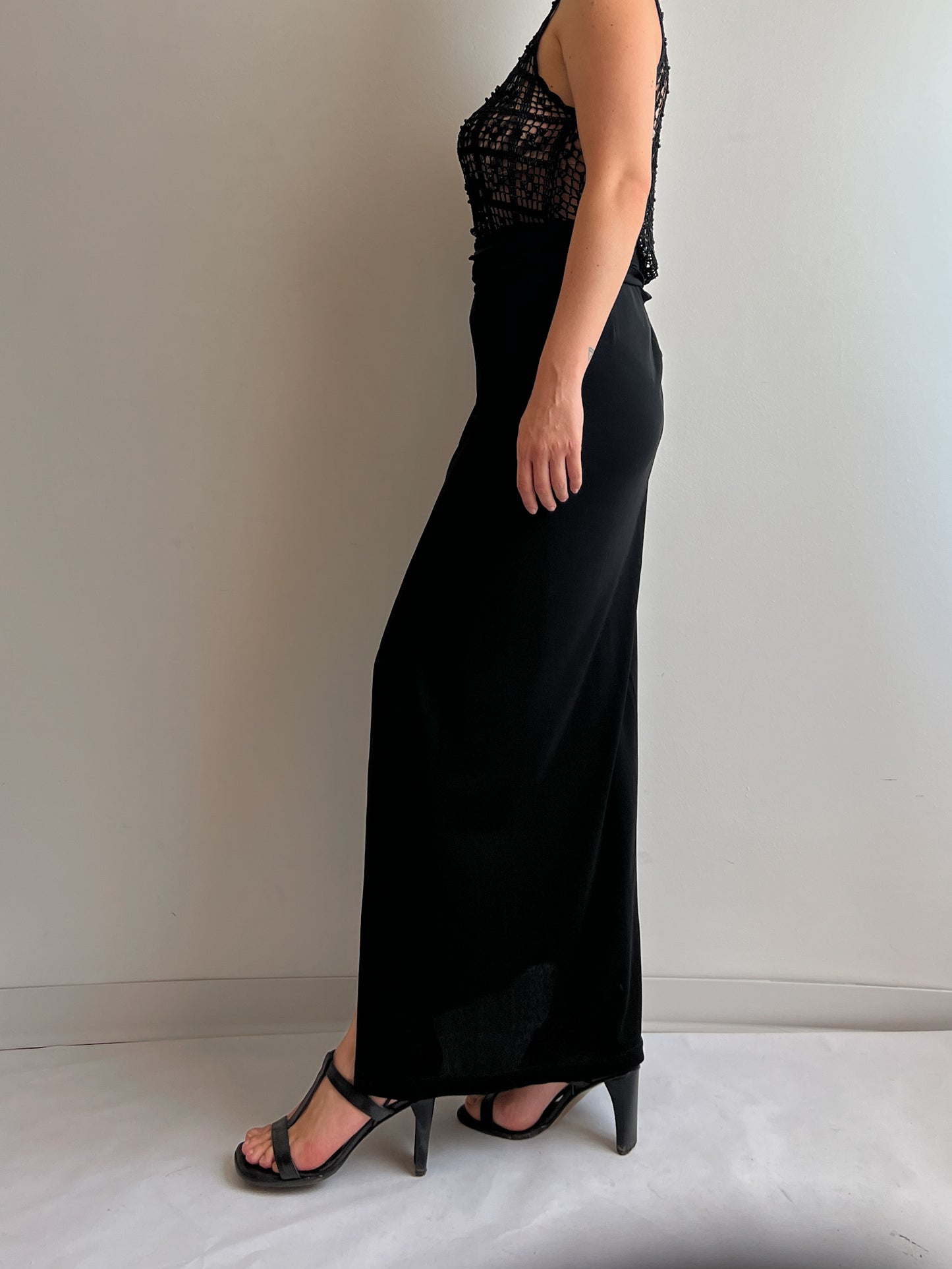 Pure viscose black long skirt