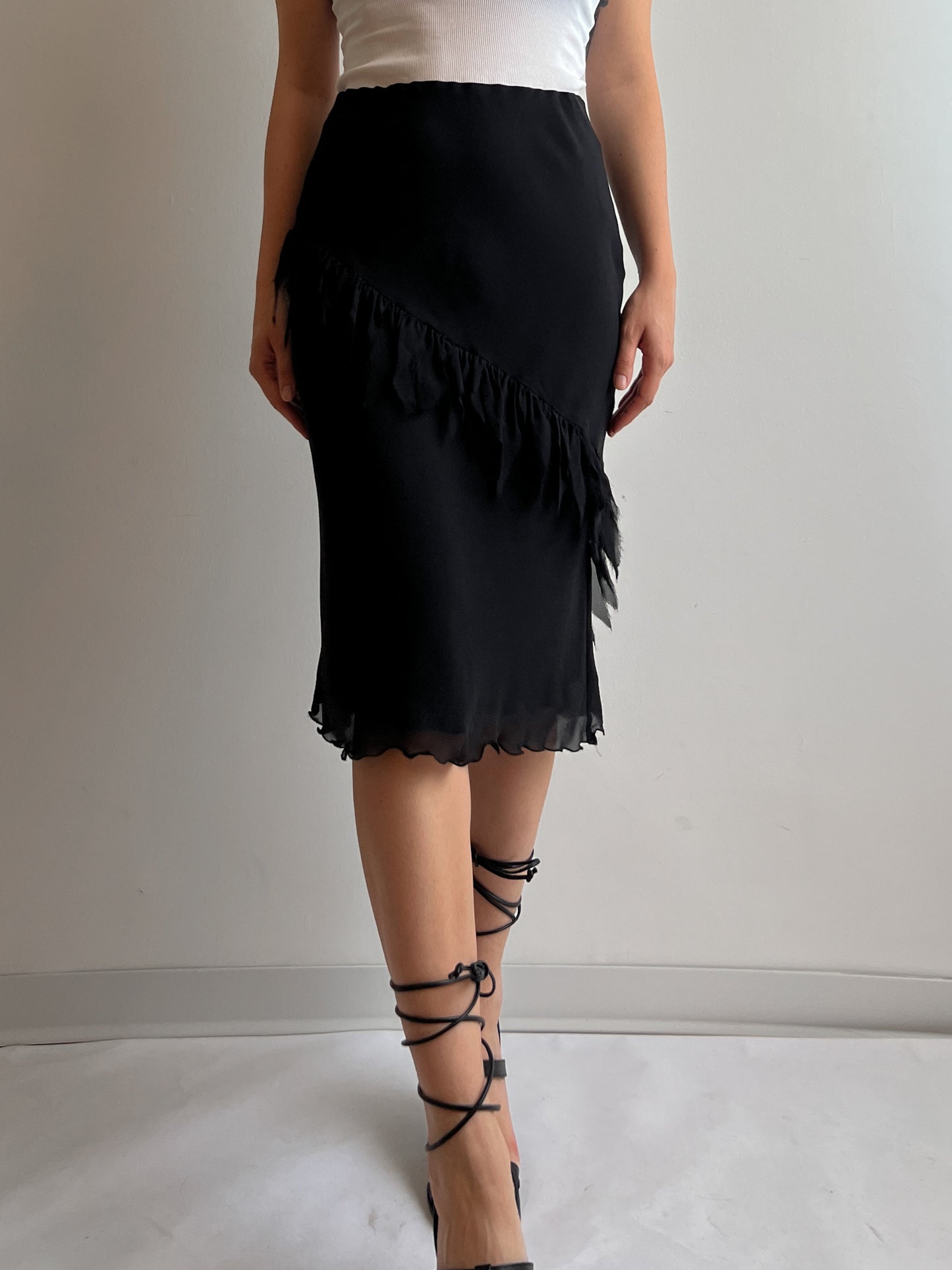 Pure silk black skirt