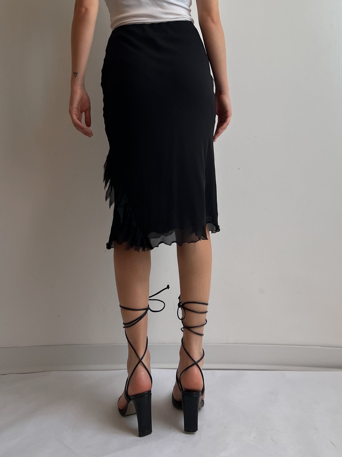 Pure silk black skirt