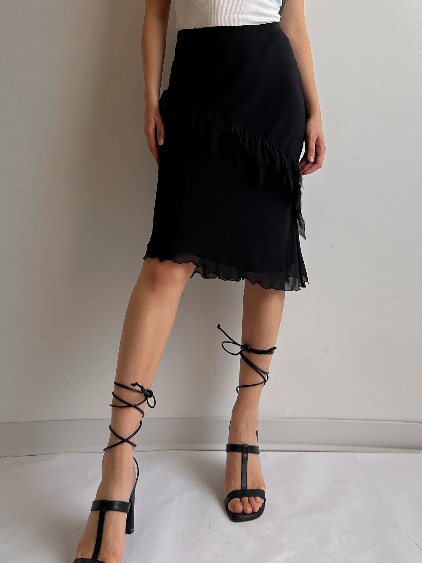 Pure silk black skirt