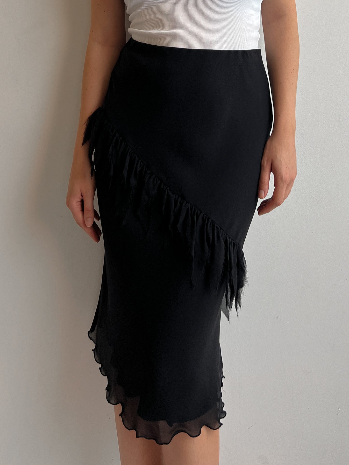 Pure silk black skirt