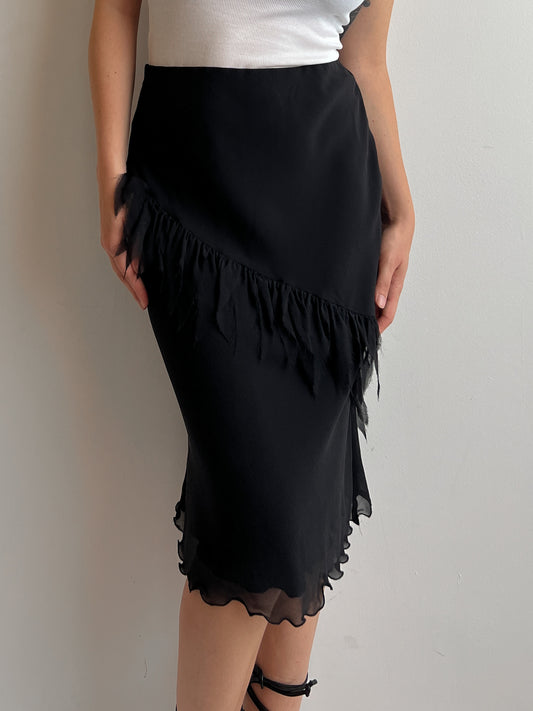 Pure silk black skirt