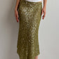 Green paillettes midi skirt