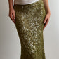 Green paillettes midi skirt