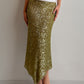 Green paillettes midi skirt