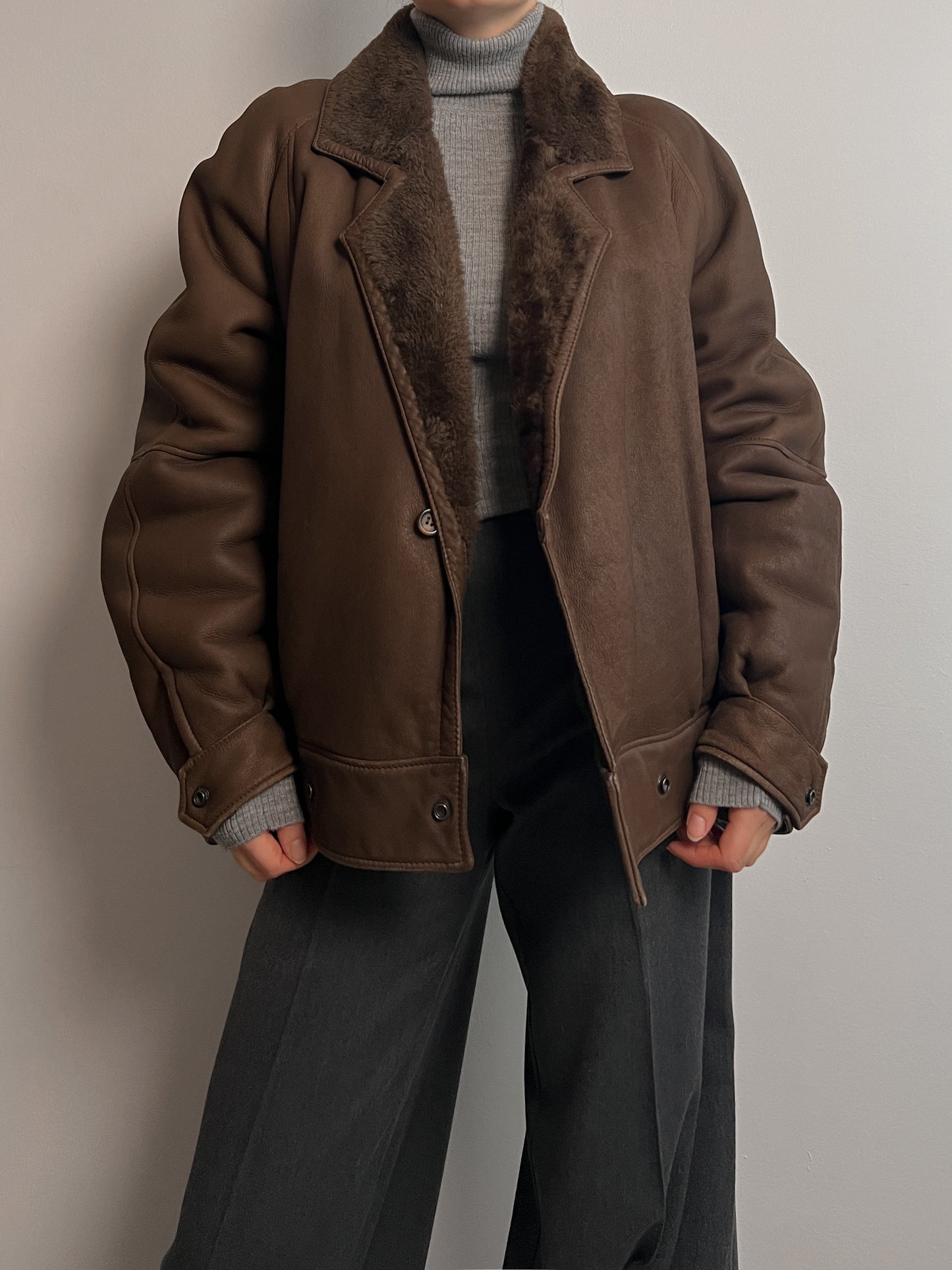 Real Shearling brown bomber