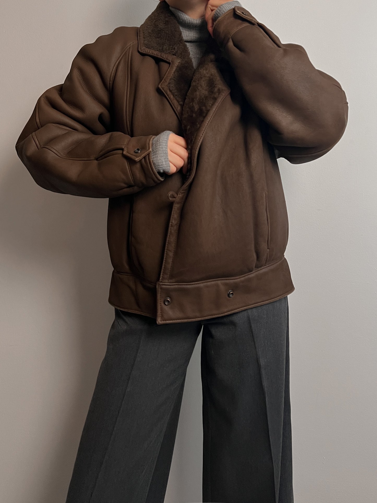 Real Shearling brown bomber