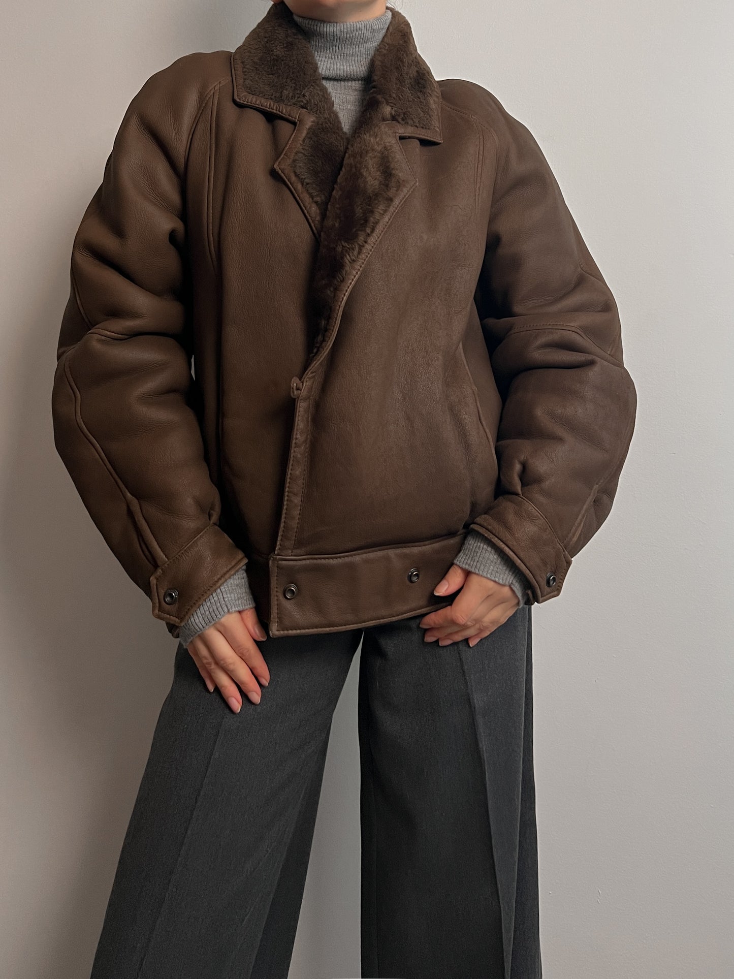 Real Shearling brown bomber