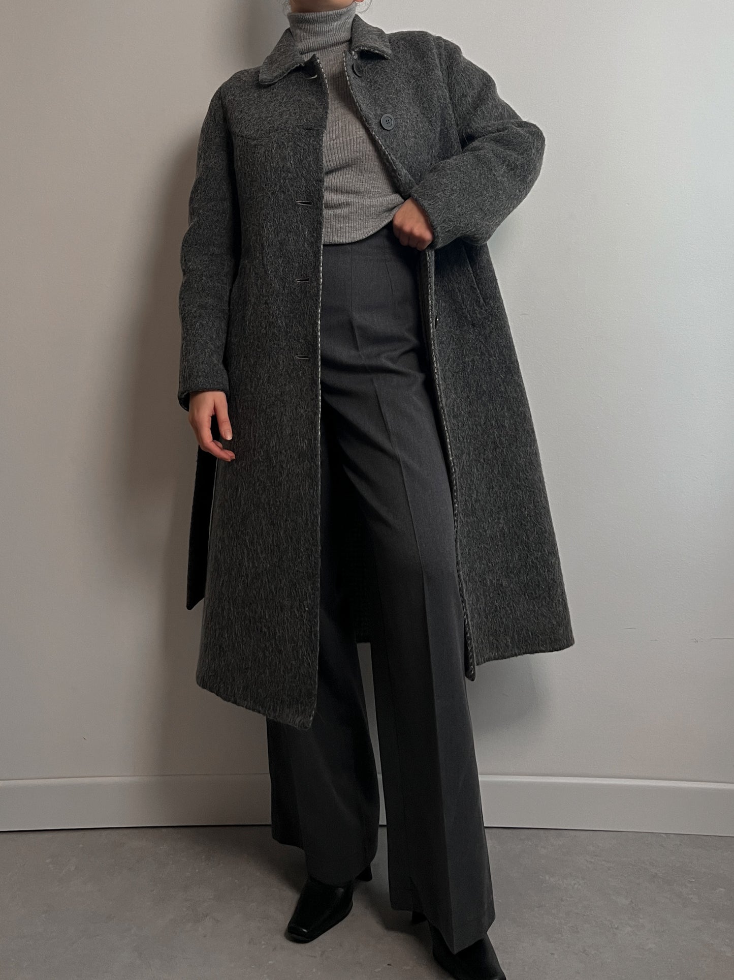 Alpaca and wool grey coat