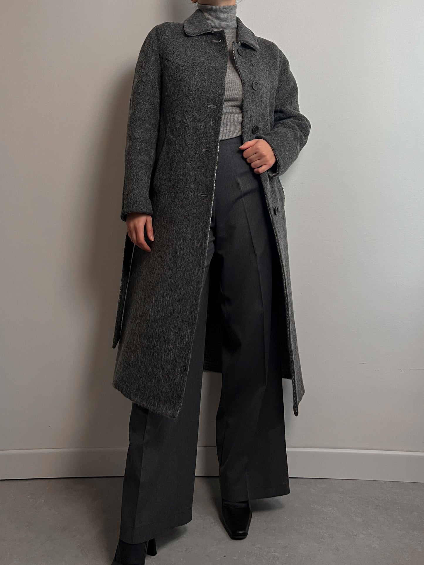 Alpaca and wool grey coat