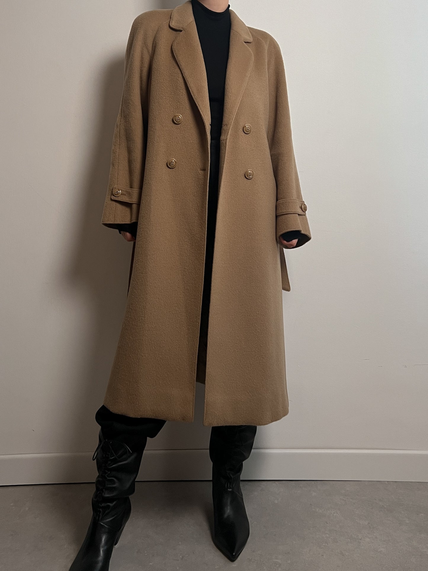 Wool camel long coat